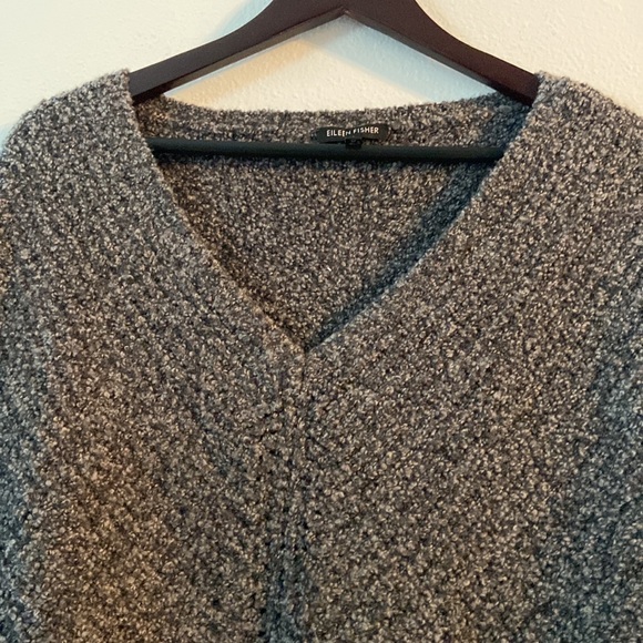 Eileen Fisher sweater shrug oversized no sleeve Vneck. Merino wool EUC - Picture 2 of 5